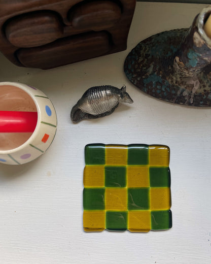 chelbie hunger Glass Checker Coaster