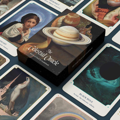 Every card in The Celestial Oracle represents an astronomical body, an atmospheric phenomenon, or a sky person—and the multitudes, layers, and connections each contains. Use these 44 cards and the accompanying guidebook to contemplate illuminations from above, unseen gravitational pulls, and the orbits of life.