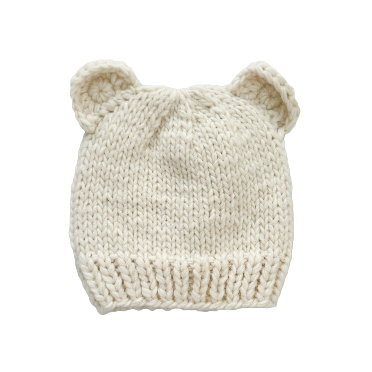 Hand Knit Bear beanie blueberry hill
