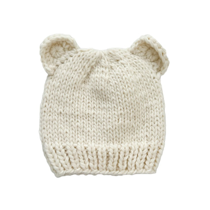 Hand Knit Bear beanie blueberry hill
