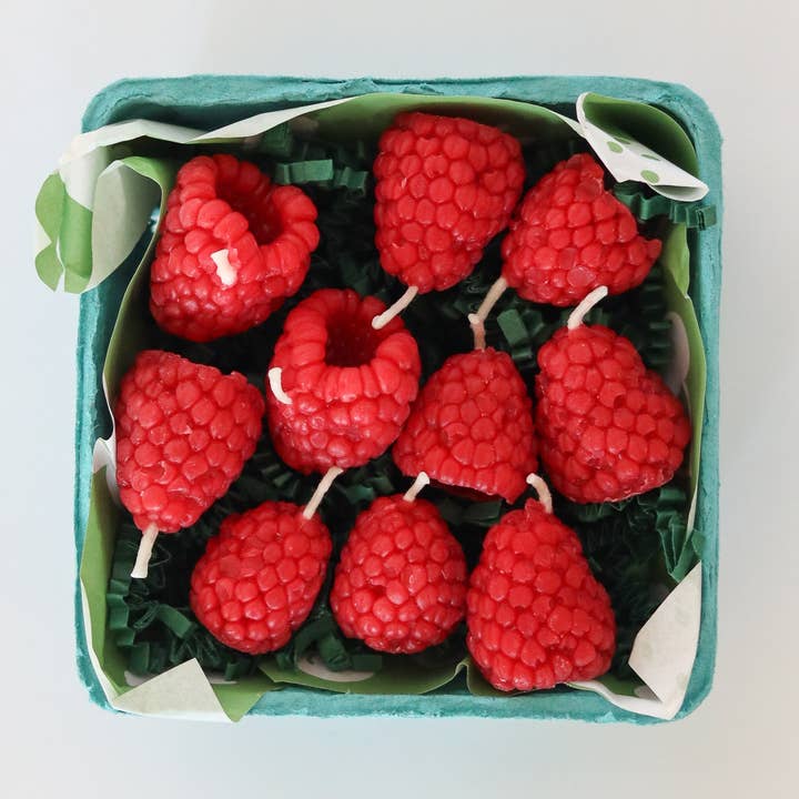 Beeswax Raspberry Birthday Candles