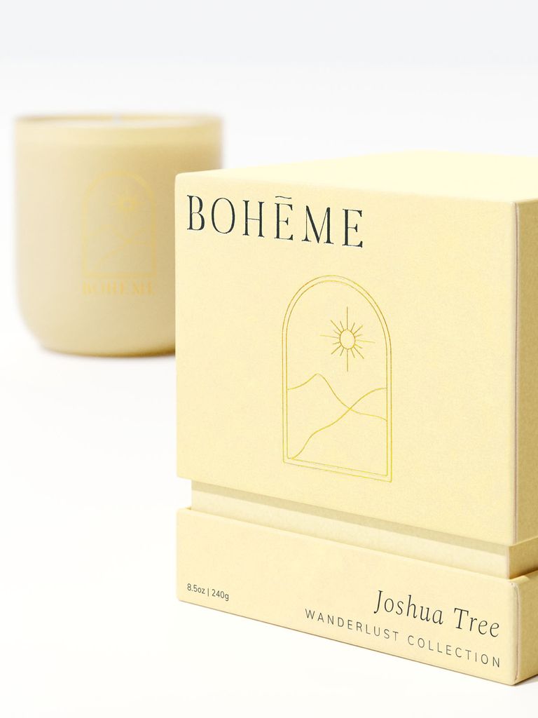 Clean, All Natural, Sustainable Soy, Vegan, Phthalate Free Joshua Tree Candle. The top, middle and bottom feature three different scents so this is like three candles in one! Bergamot and agave to tuberose and cactus blossom to amber and patchouli.