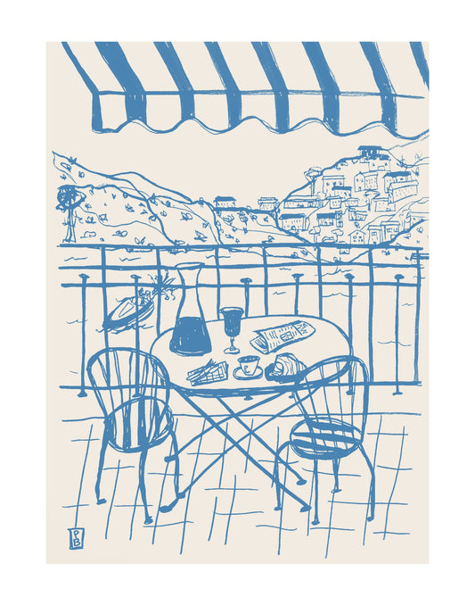 Giclee print of 'Positano' by US artist Pascale Berkowitz. Archive quality 290 GSM fine art paper and archival 12 color ink systems using professionally calibrated giclee machines.