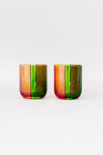 Colorblock Lowball Glass Set