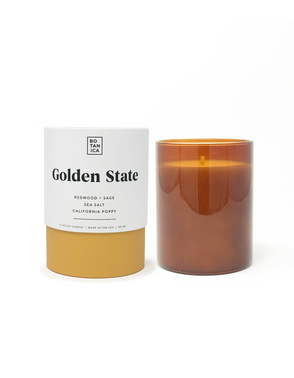 Botanica's 7.5 oz soy wax candle with scent notes of California poppy, redwood, sage, and sea salt.