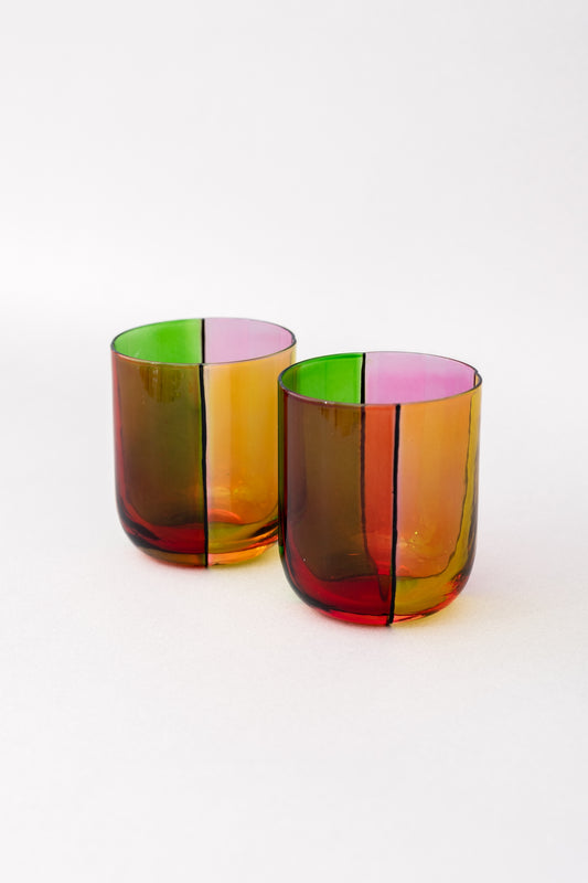 Colorblock Lowball Glass Set
