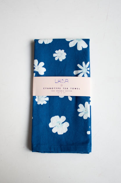 Cyanotype Flower Tea Towel
