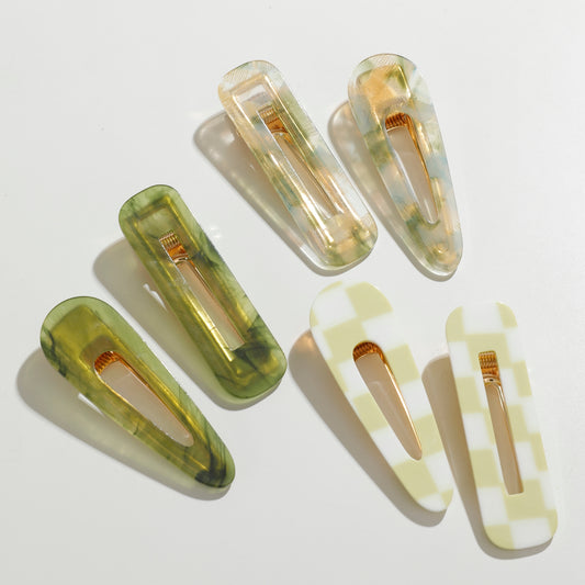 Gemma Green Hair Barrette Set