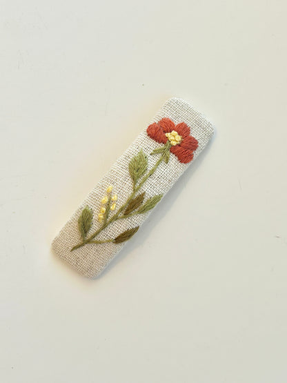 Rectangle Embroidered Hair Barrettes