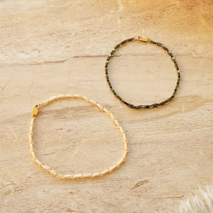 Lace-like tila bead design, carefully joined with 14k gold filled rings. japanese beads so niice jewelry