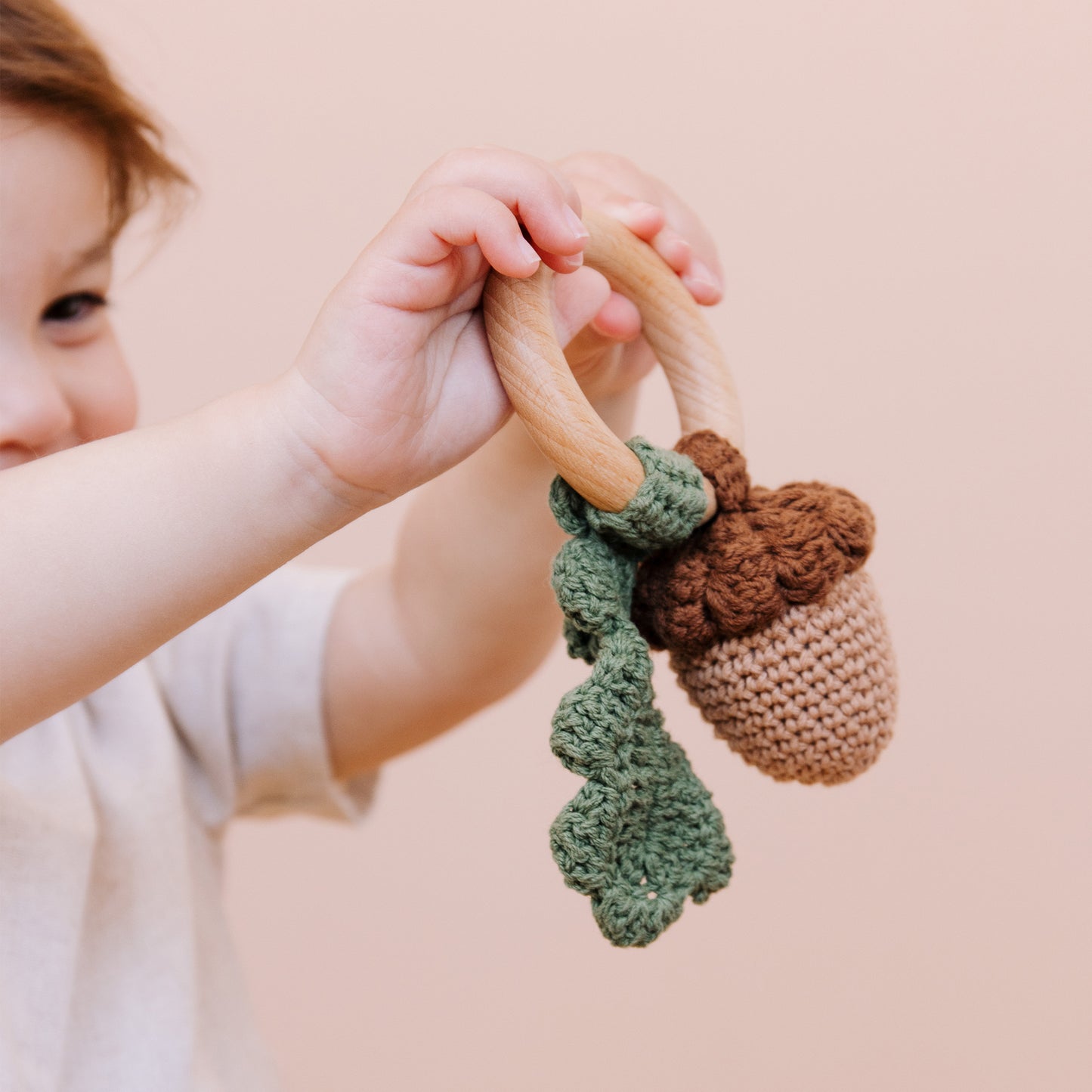 Knit Acorn Rattle Teether by blueberry hill