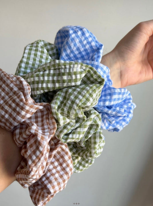 100% cotton seersucker gingham scrunchies - billy bamboo