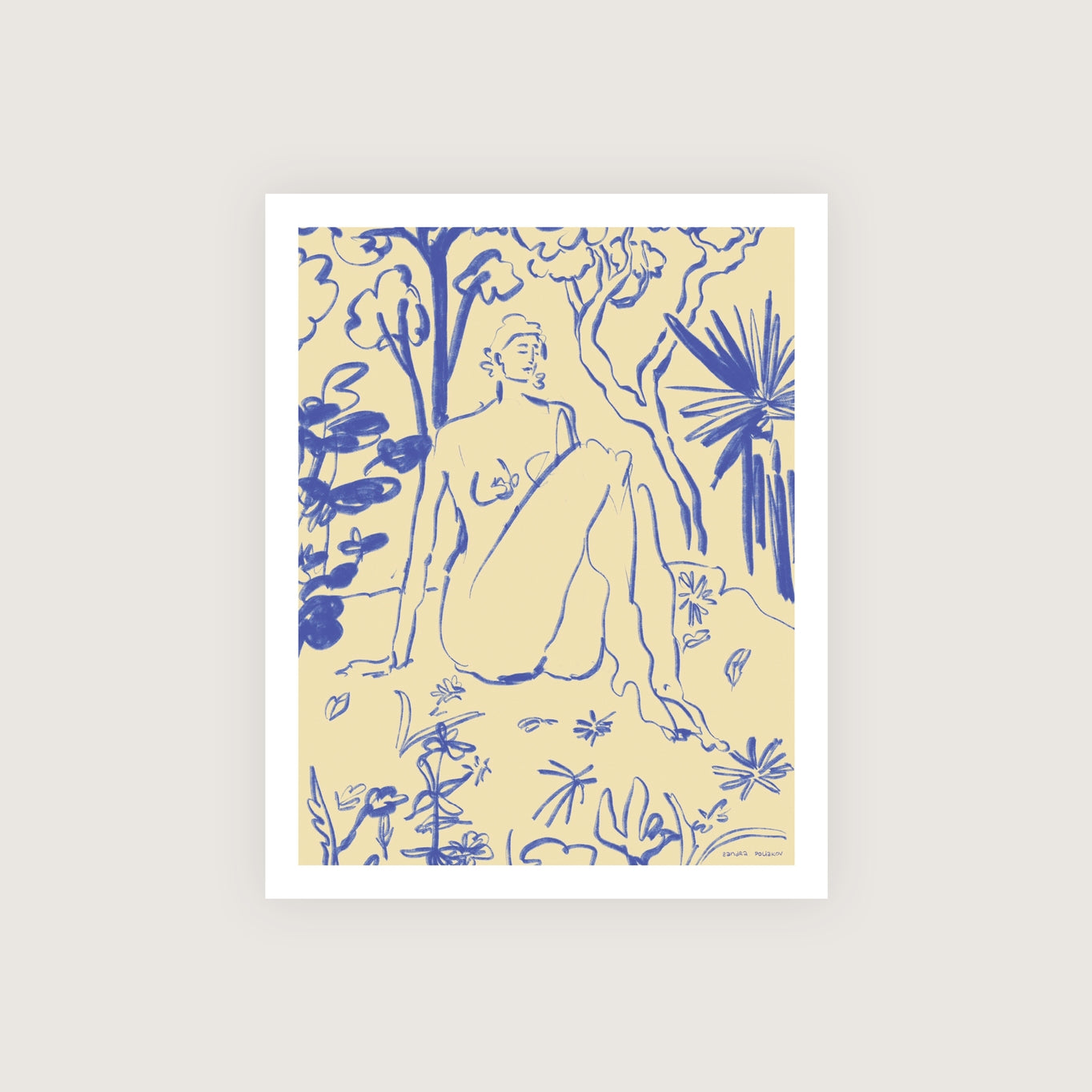 The Blue Lady Print by Someday Studio. Measures 8 x 10", printed on premium paper and packaged in 100% compostable cello sleeve.