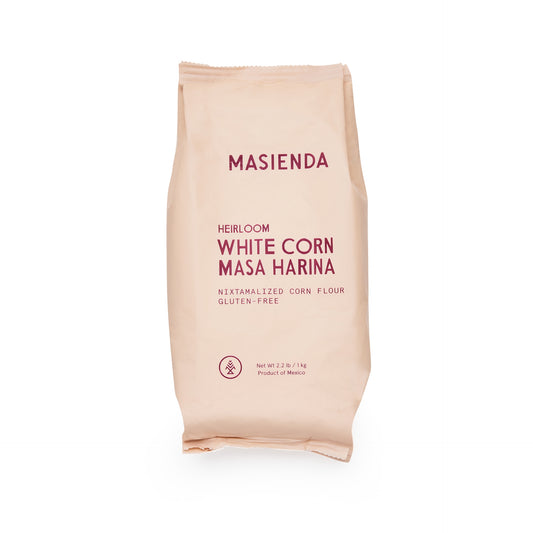 Masienda's best-selling Heirloom White Corn Masa Harina is a fine-ground nixtamalized corn flour. Its deep flavor comes from high quality heirloom corn, which is cooked, slow dried and milled to perfection in small batches. Never genetically modified. Always gluten-free.