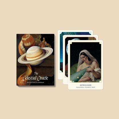 Every card in The Celestial Oracle represents an astronomical body, an atmospheric phenomenon, or a sky person—and the multitudes, layers, and connections each contains. Use these 44 cards and the accompanying guidebook to contemplate illuminations from above, unseen gravitational pulls, and the orbits of life.
