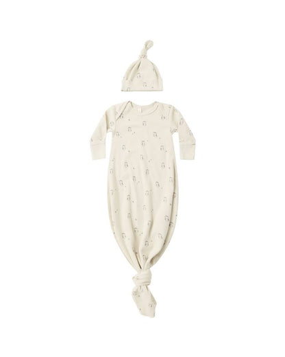Knotted Baby Gown and Hat Set