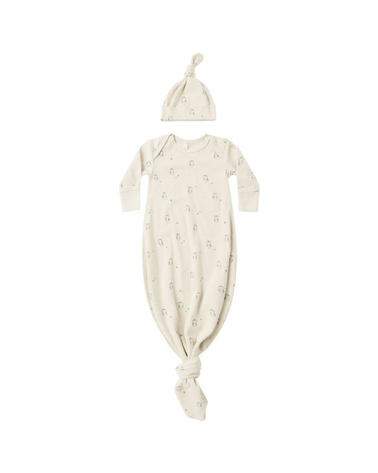 Knotted Baby Gown and Hat Set