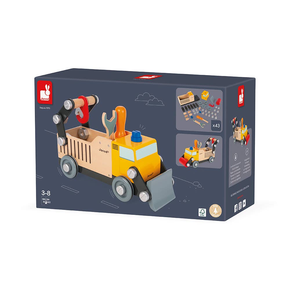 janod brico kids construction truck / 2 toys in 1: a construction game to reassemble a magnificent construction lorry using the many nuts, plates and screws provided. Once assembled, children can let their imaginations run wild to create grand adventures with this fully- fledged toy!