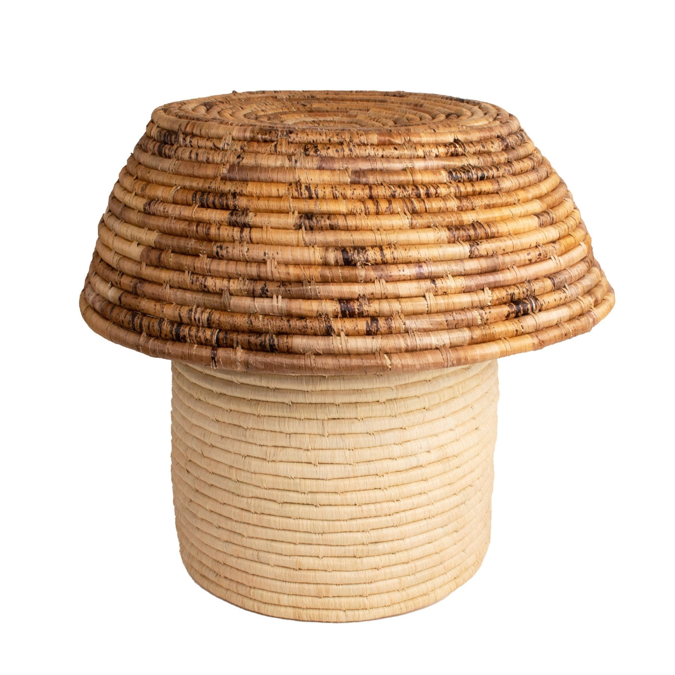 This handwoven furniture effortlessly adapts to any space in your home. Whether used as a stylish side table in your living room, or a functional catch-all storage piece in your entryway, these artisanal creations add a touch of elegance and organization. Handmade in Uganda.