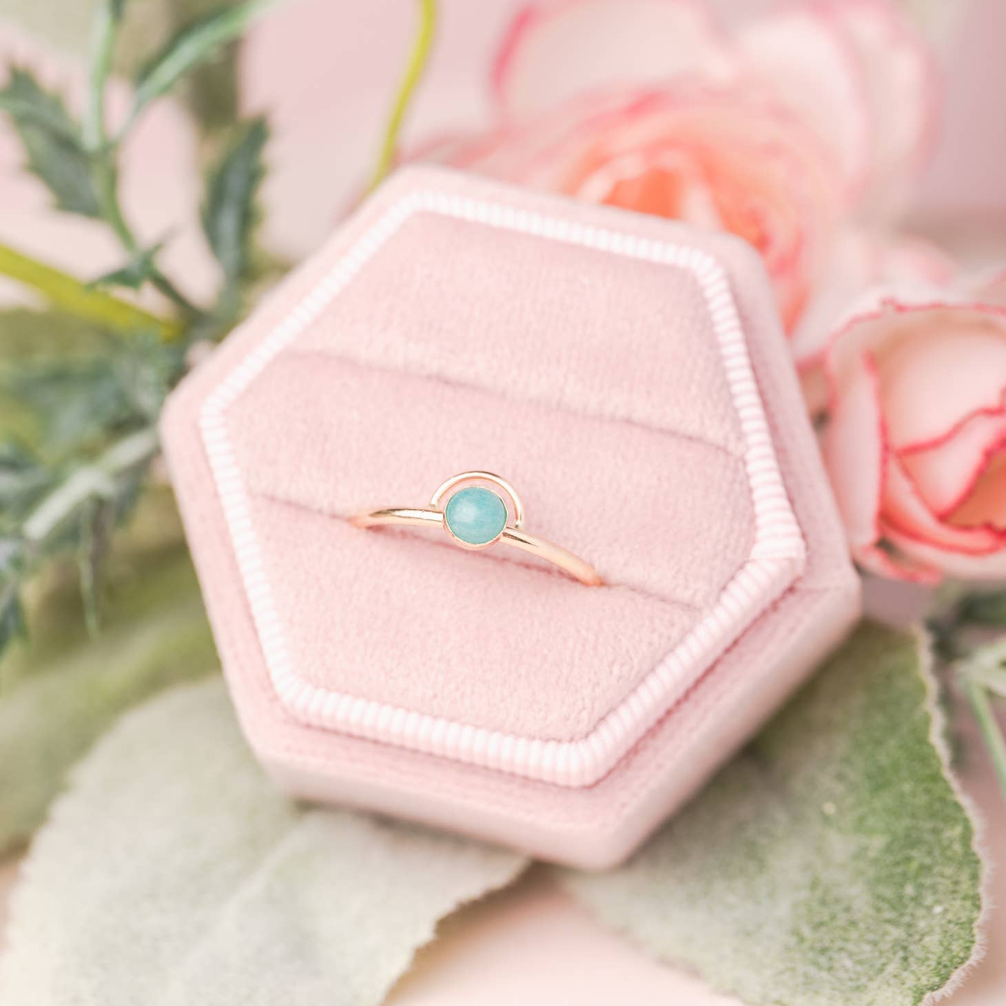 Amazonite and gold fill arc ring