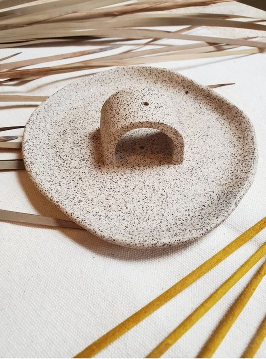 curious clay  handmade arch incense dish