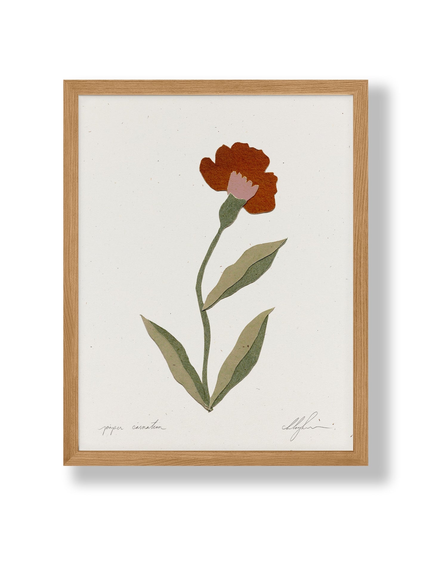 Paper Carnation by Coco Shalom. Prints are made with 100% recycled paper, containing 30% post consumer waste, produced with 100% green power and 0% BS.