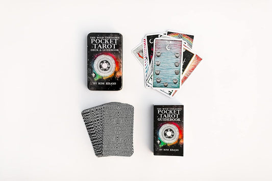 Pocket Tarot cards with a black cloth on a white background. The Wild Unknown Pocket Tarot