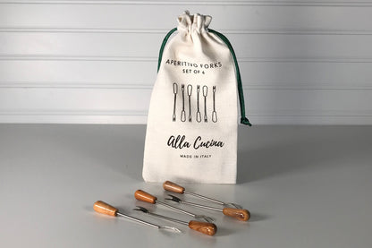 Olive Wood Aperitivo Fork Set
