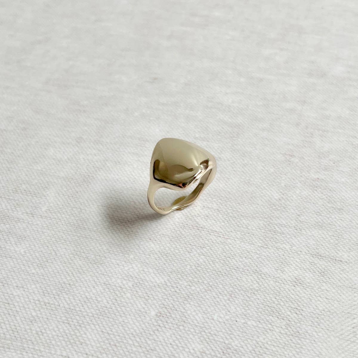 The melted signet artisan ring by Species by the Thousands. Hand cast brass in wax.