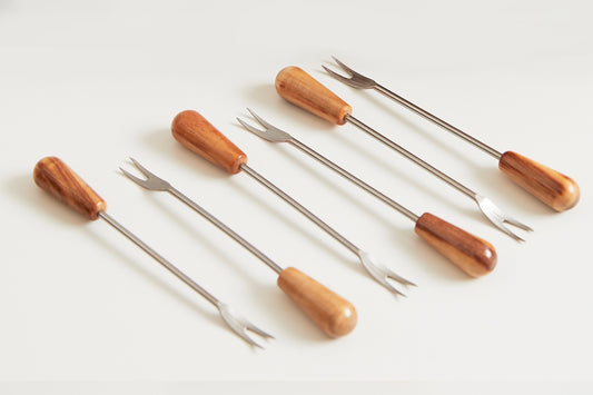 Olive Wood Aperitivo Fork Set