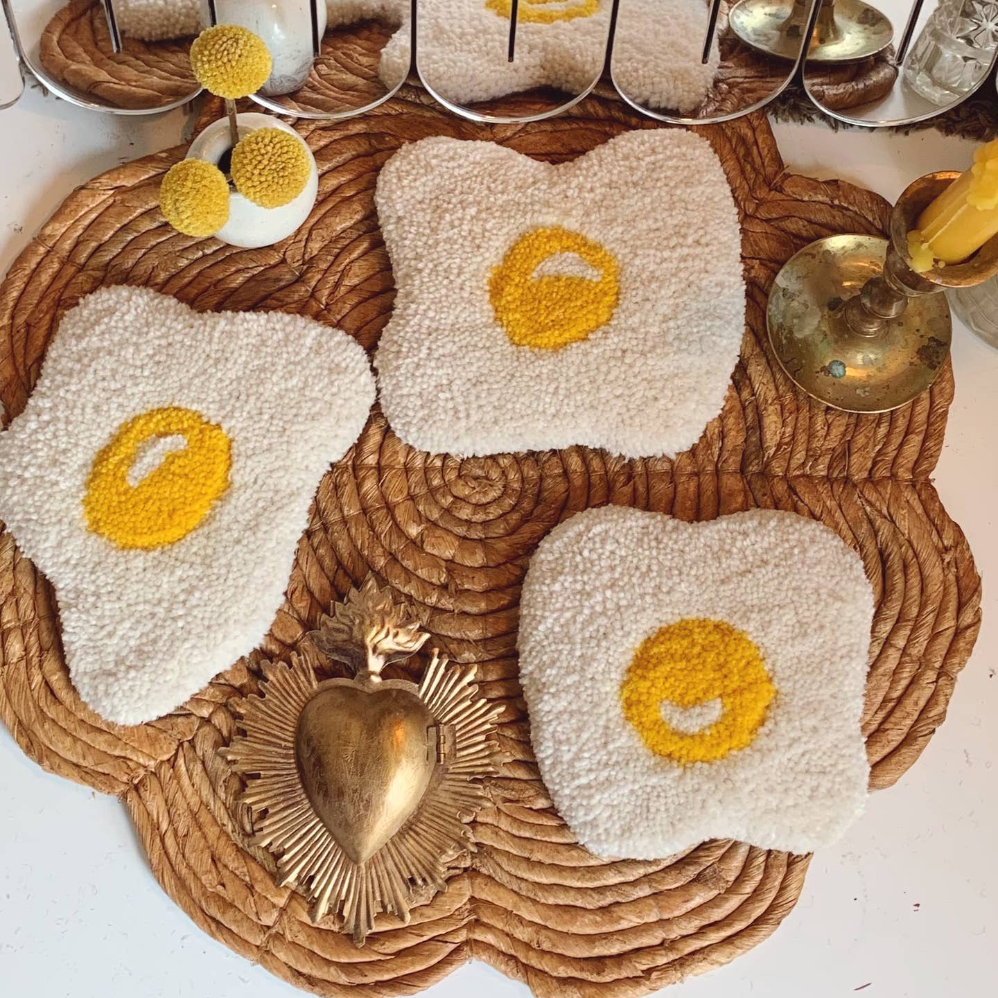 Tufted Fried Egg Coaster