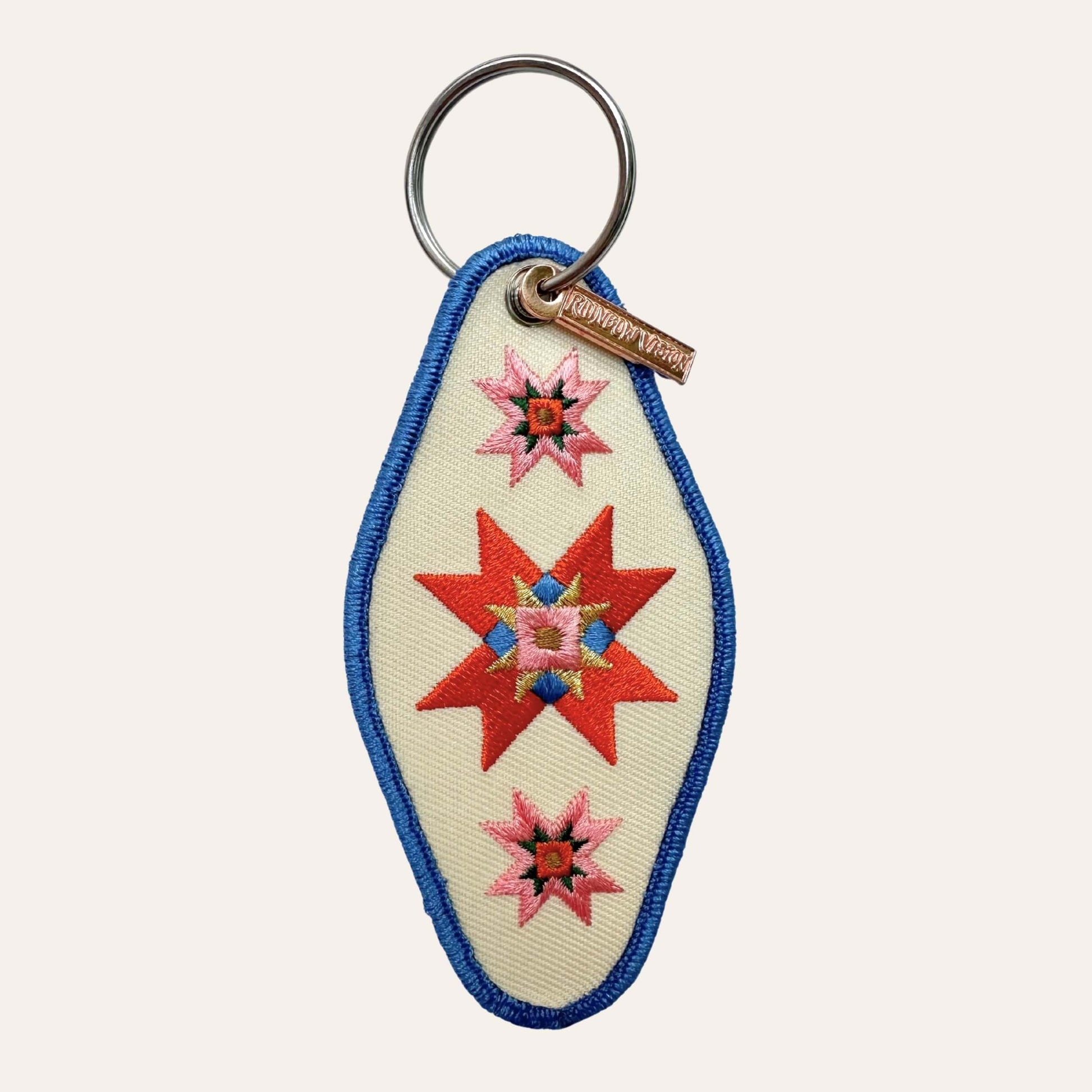 rainbow vision quilted star Patch Keychain