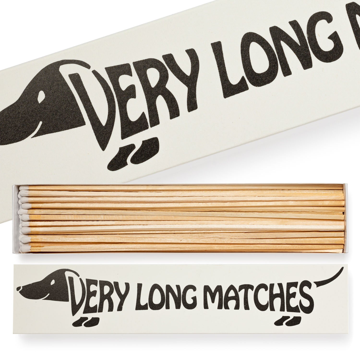 Box of 'Very Long Matches' with long wooden matches inside. Archivist Gallery Long Matches 
