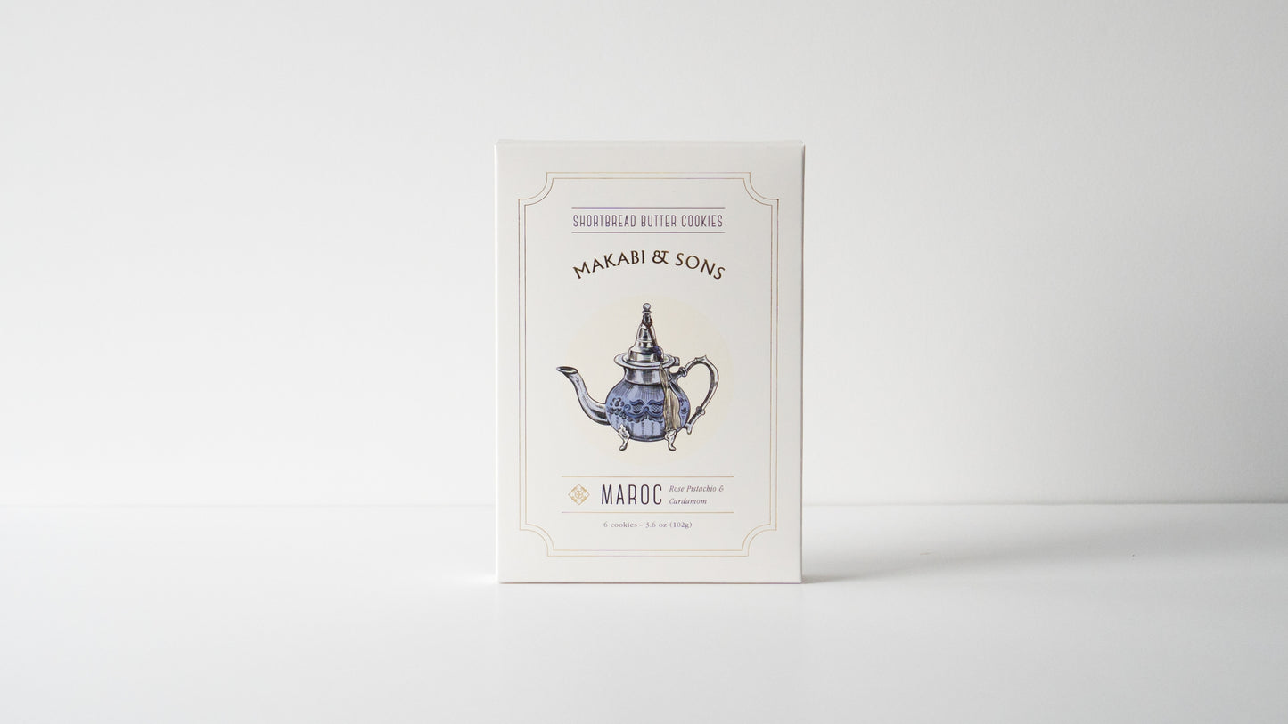 Maroc Shortbread Butter Cookies - Rose Pistachio Cardamom Cookies