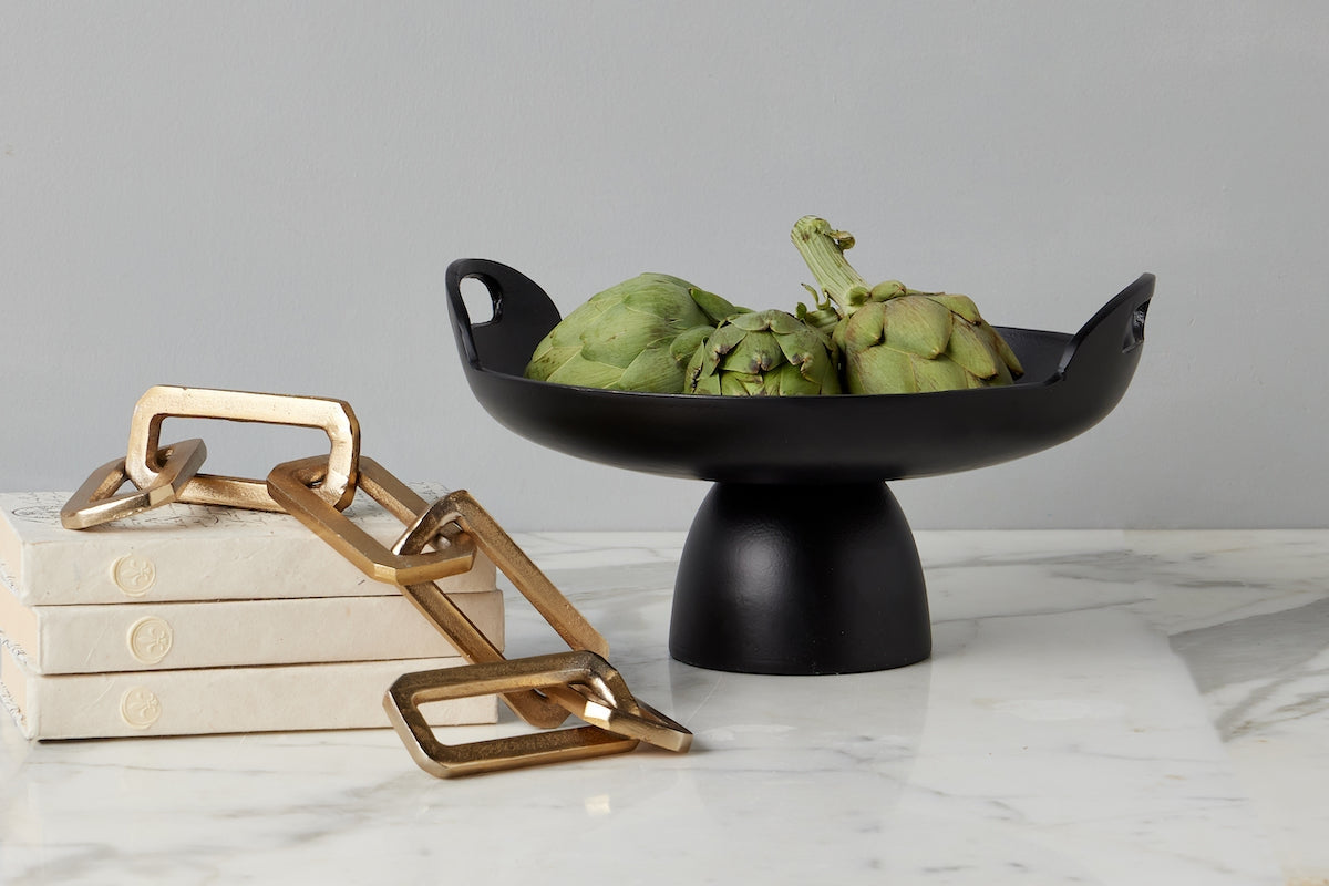 Black Metal Pedestal Bowl