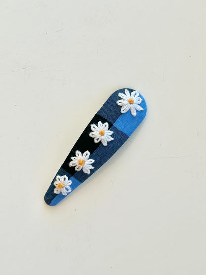 Teardrop Embroidered Hair Barrettes