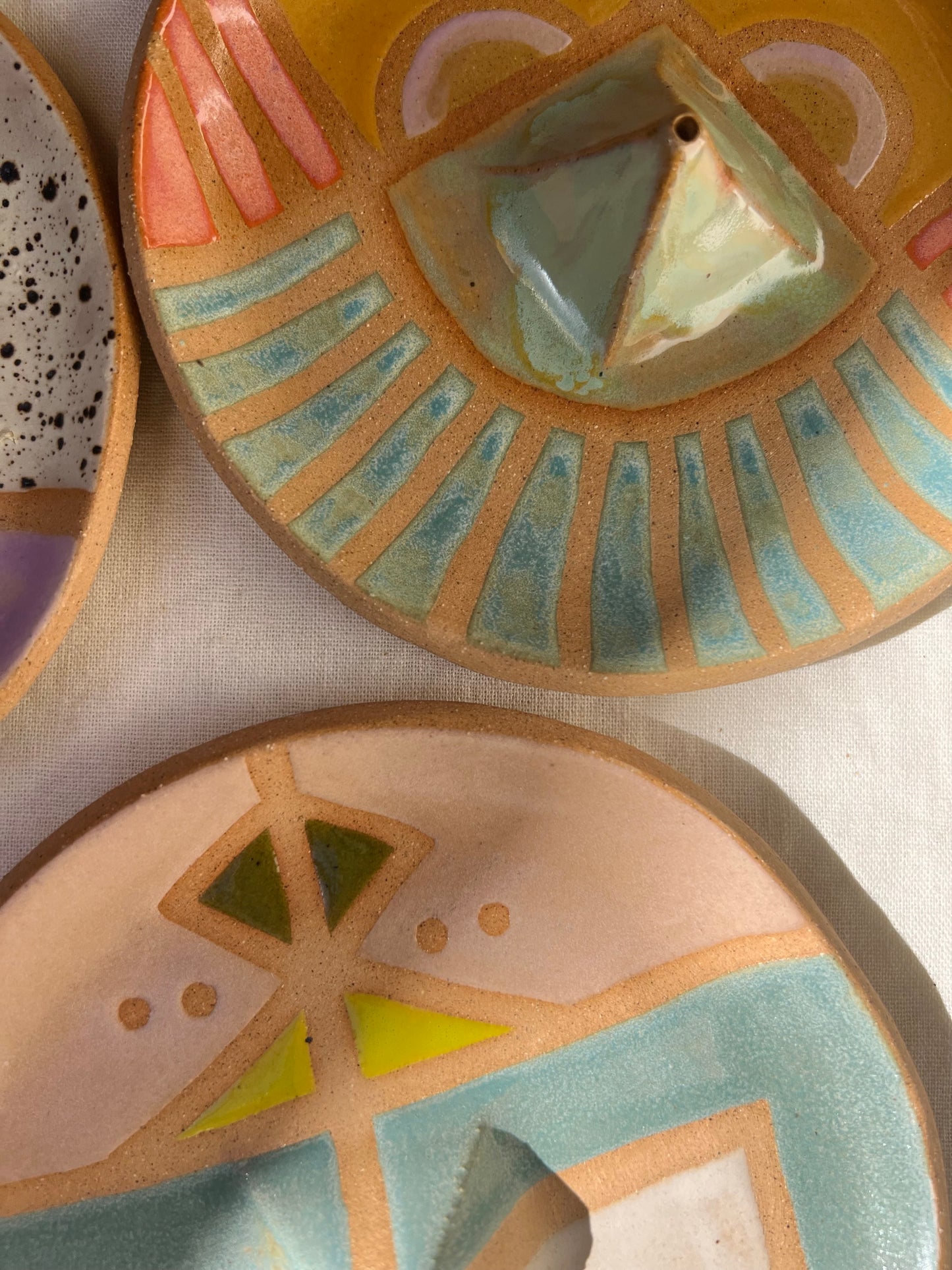 Wax Resist Ceramic Incense Dish
