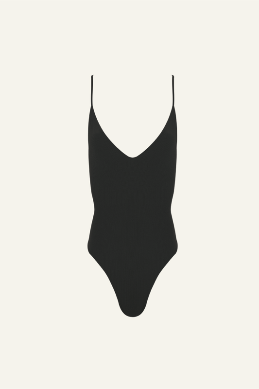 belamer elen one piece swimsuit in black rib
