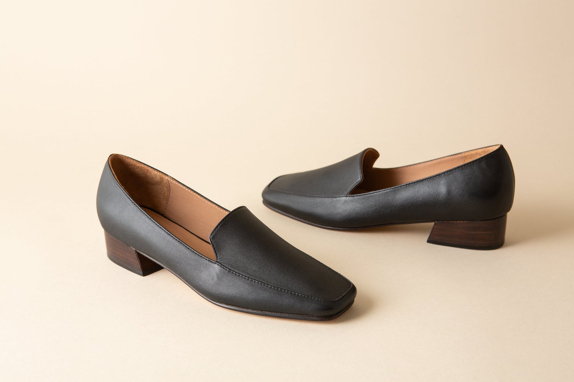 Charlie Heeled Mule in Coal Leather