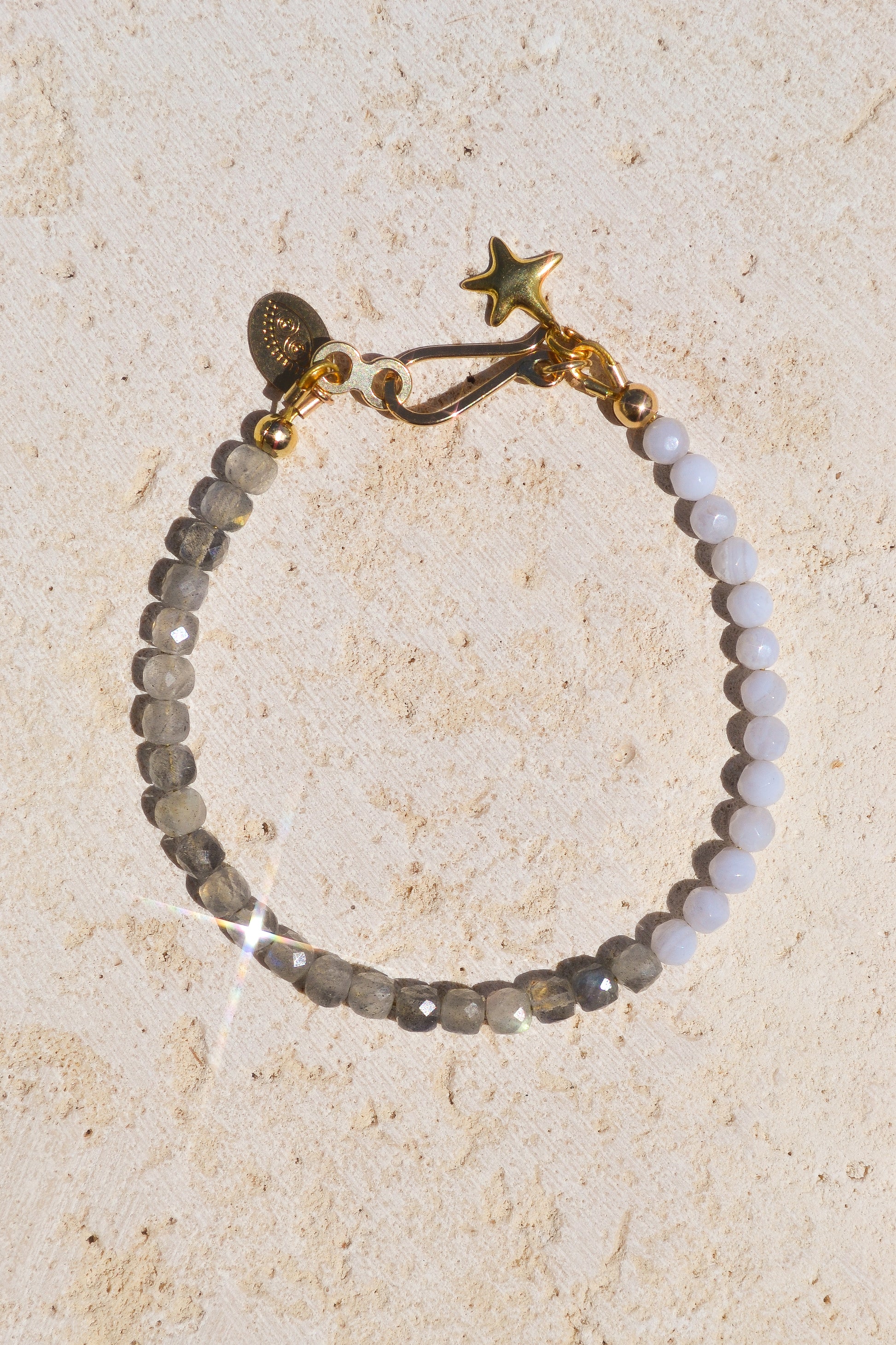 gold fill bracelet / Blue lace agate and labradorite pairing supercharges your flow state & heightens intuition. Gold fill findings. From Punkwasp's Power Collection - one of a kind pieces designed to energetically align you with your highest self.