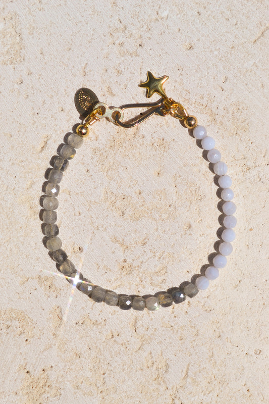 gold fill bracelet / Blue lace agate and labradorite pairing supercharges your flow state & heightens intuition. Gold fill findings. From Punkwasp's Power Collection - one of a kind pieces designed to energetically align you with your highest self.