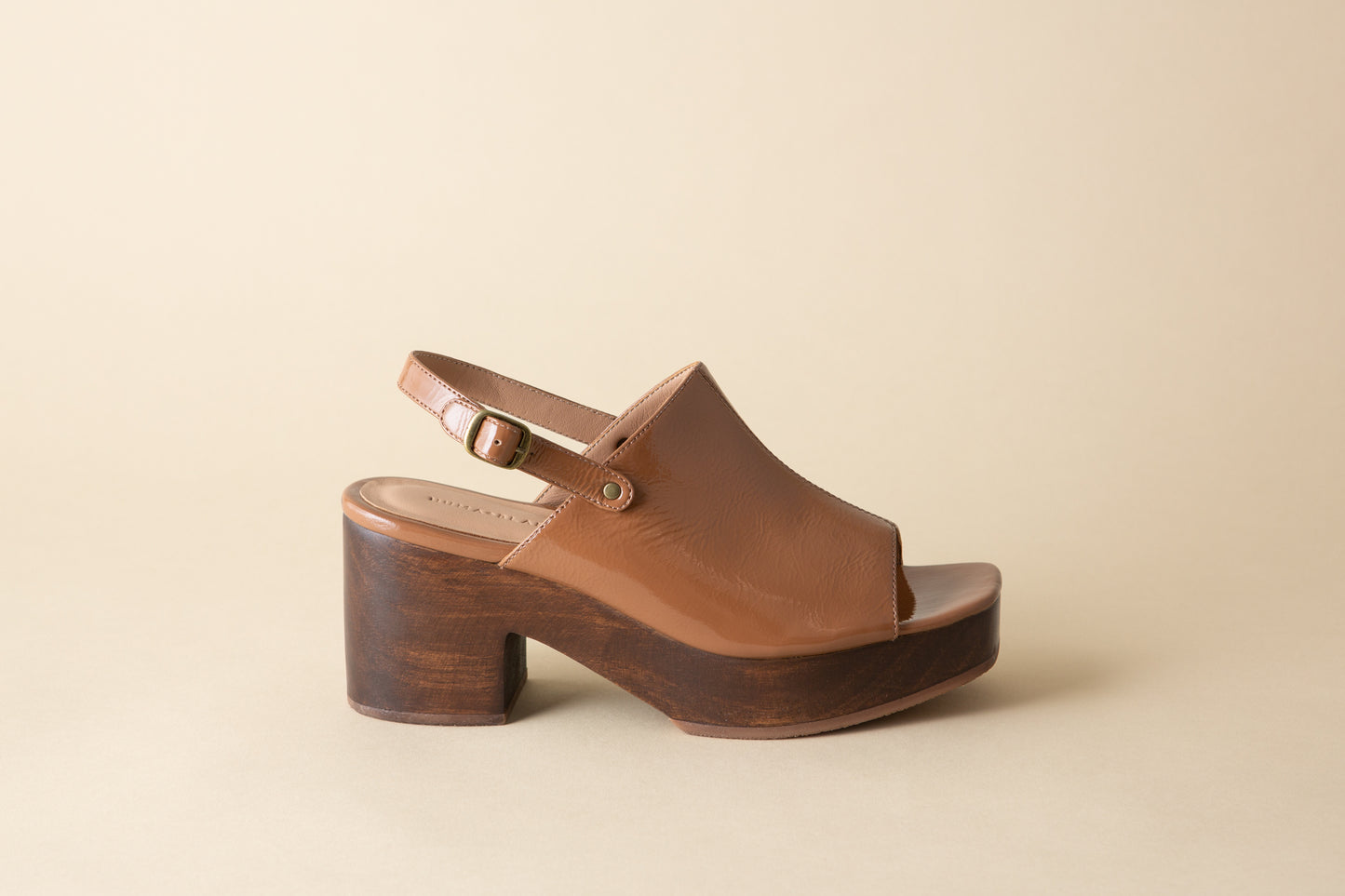 Danae Open Toed Clog in Latte Crinkle