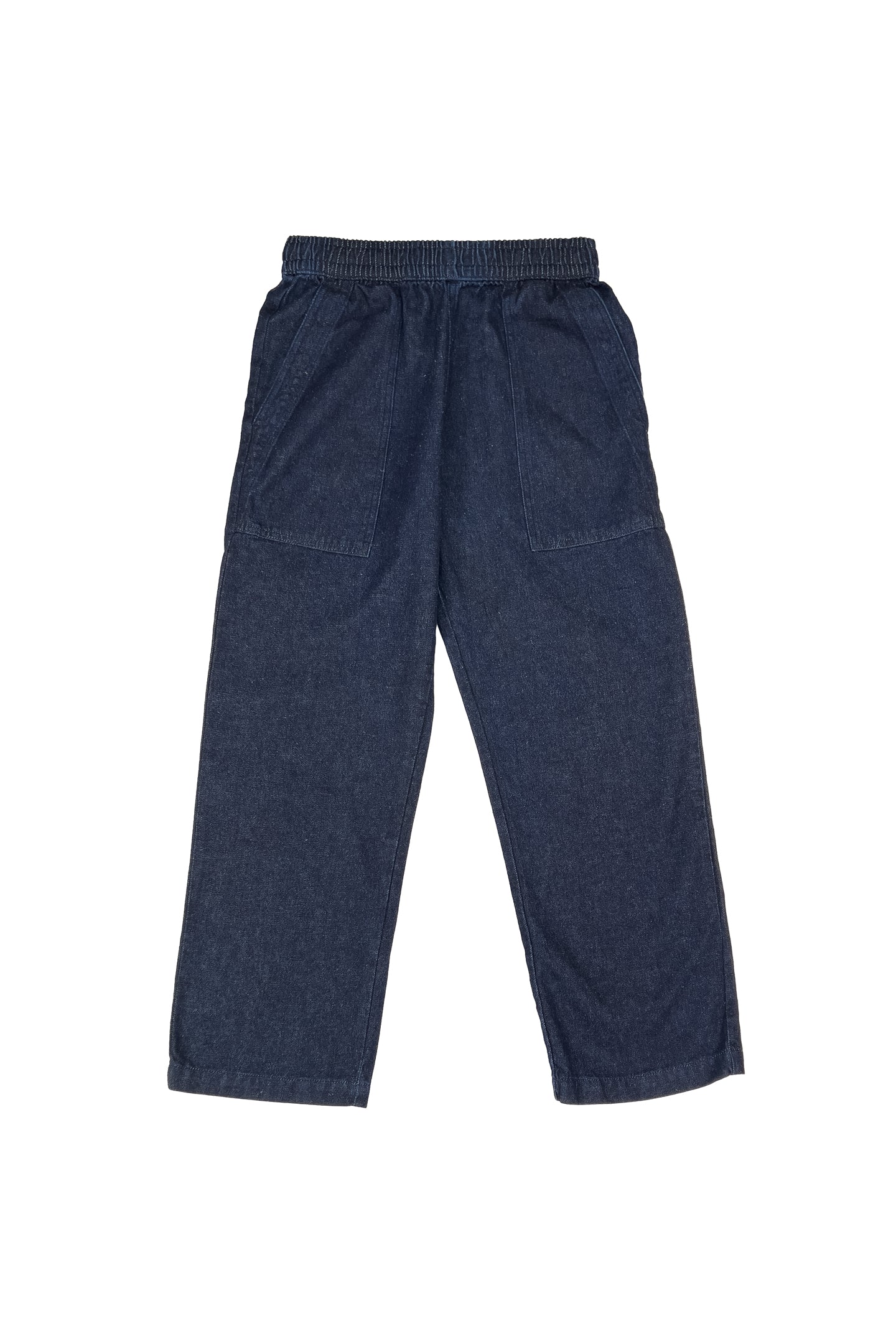 USA made hemp denim pants with high waist creates a flattering shape while the adjustable hidden drawcord and relaxed fit through the hip + thigh makes these a super comfortable wear.