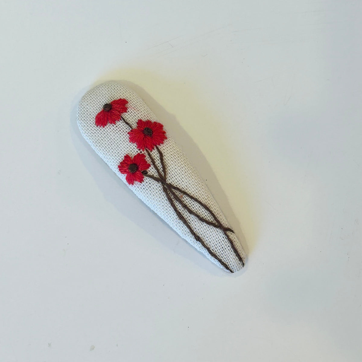 Teardrop Embroidered Hair Barrettes