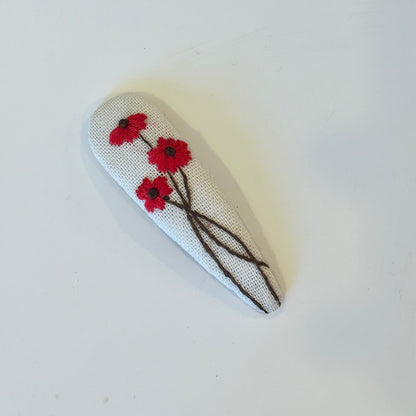 Teardrop Embroidered Hair Barrettes