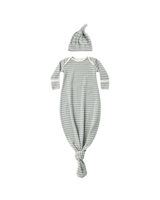 Knotted Baby Gown and Hat Set