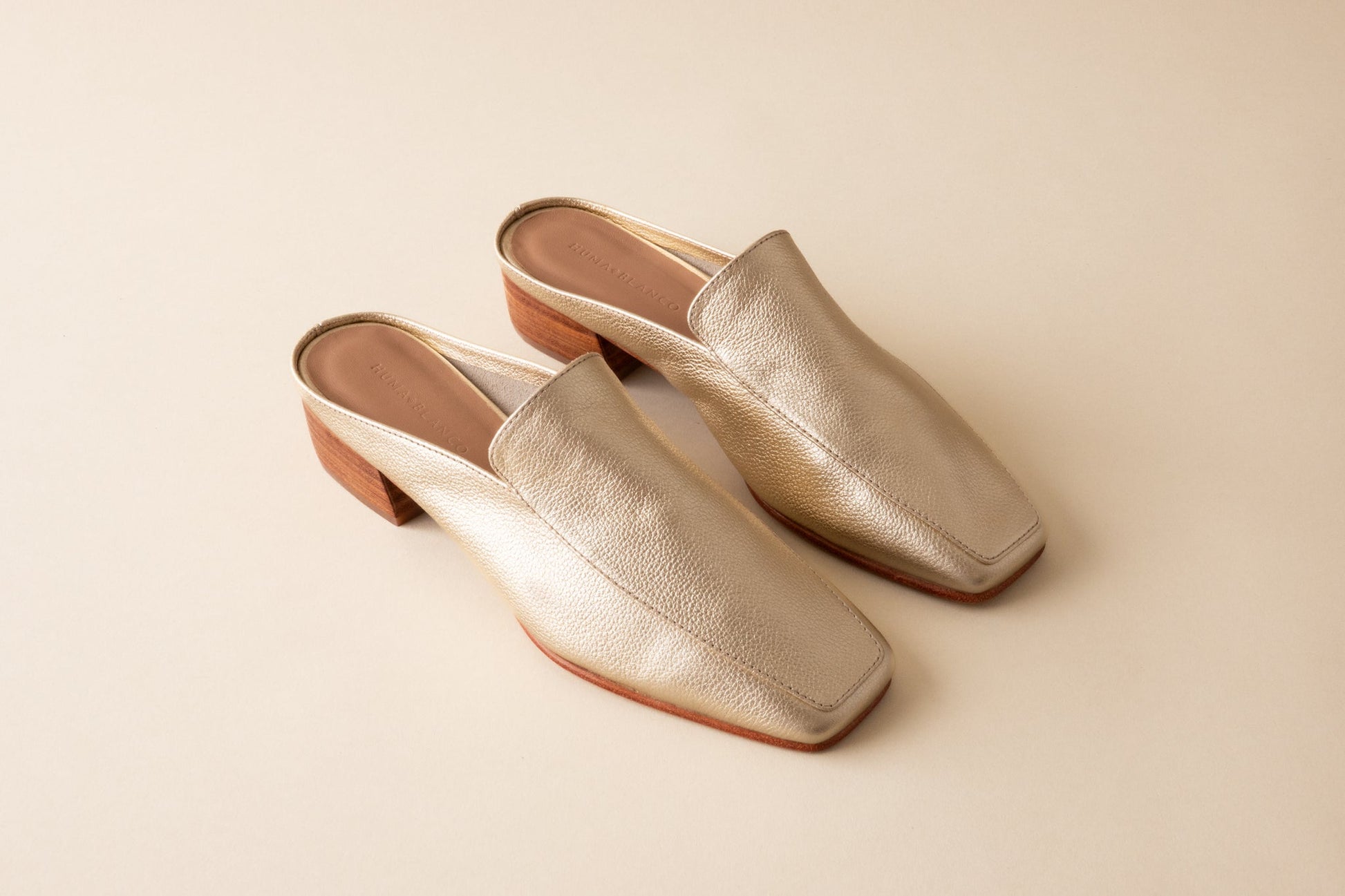 Felix Heeled Mule in Light Gold