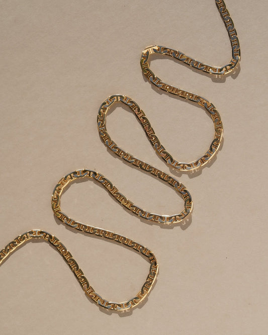 A simple braided chain intended to provide a ring of protection and luck when worn. 18k gold filled chain. Handmade in the Santa Cruz Mountains.