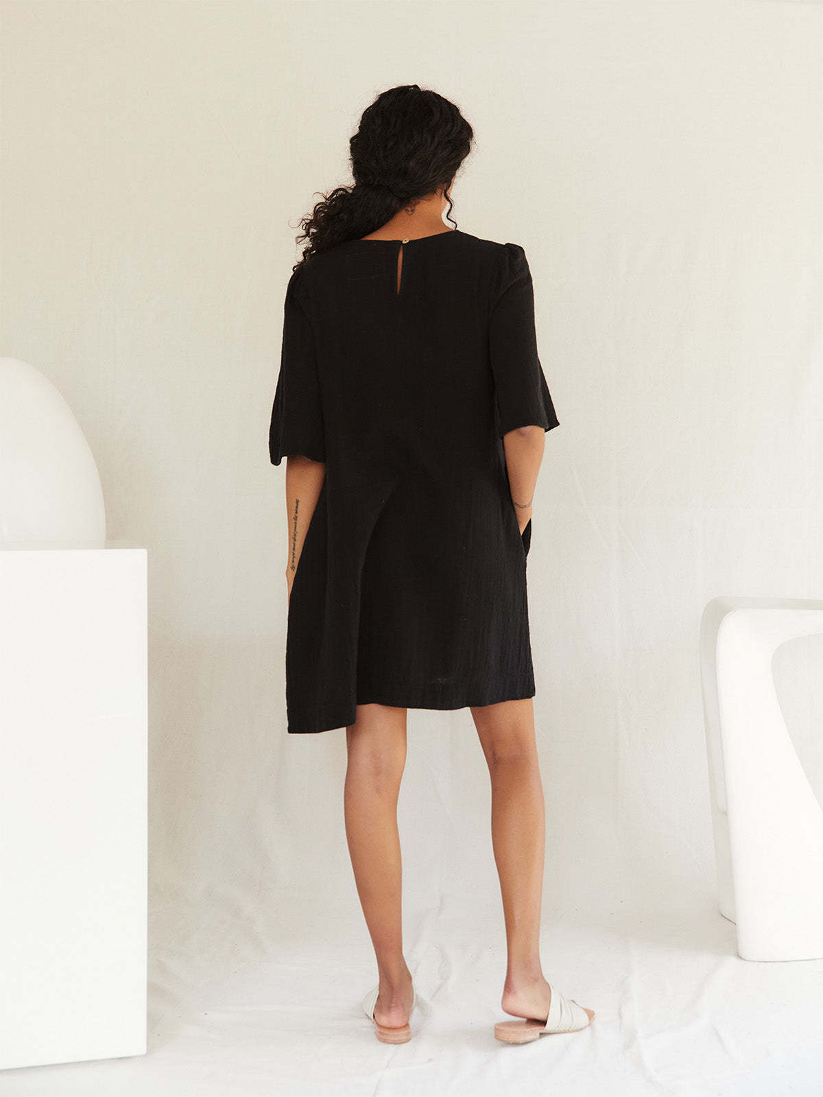 Sustainable black gauze dress by Sugar Candy Mountain