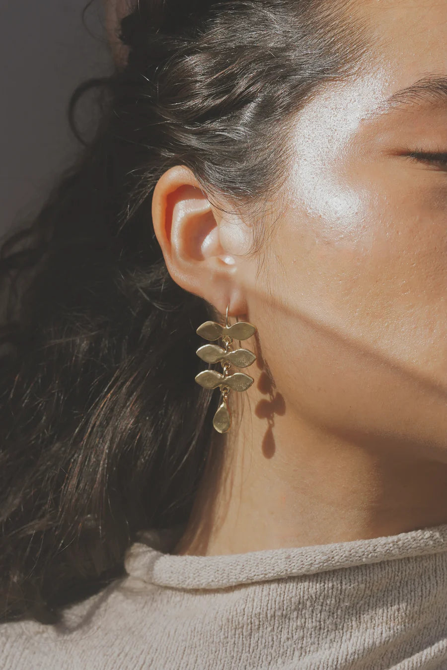 Textured organic layered leaf earrings. Inspired by botanical motifs, this pair strikes a balance of soft and edgy with such unique form and movement. Handmade in the Santa Cruz Mountains.